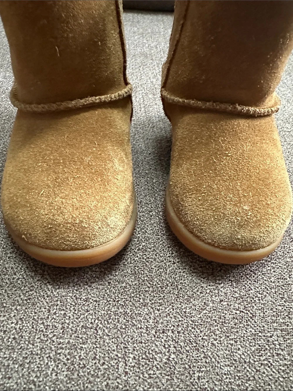 UGG Kids Suede Shearling-Lined Boot in Chestnut Brown